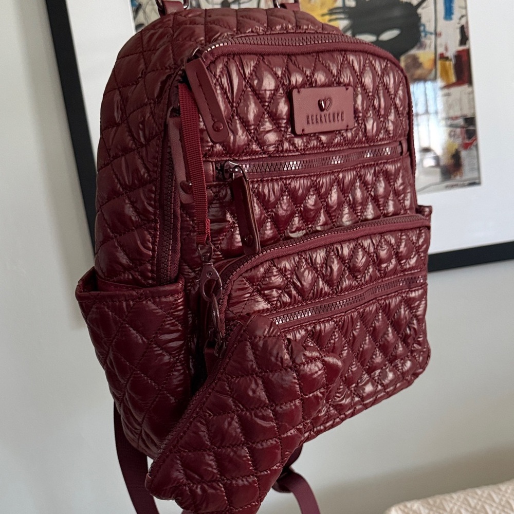 Heartlove Deep Red Quilted Backpack
